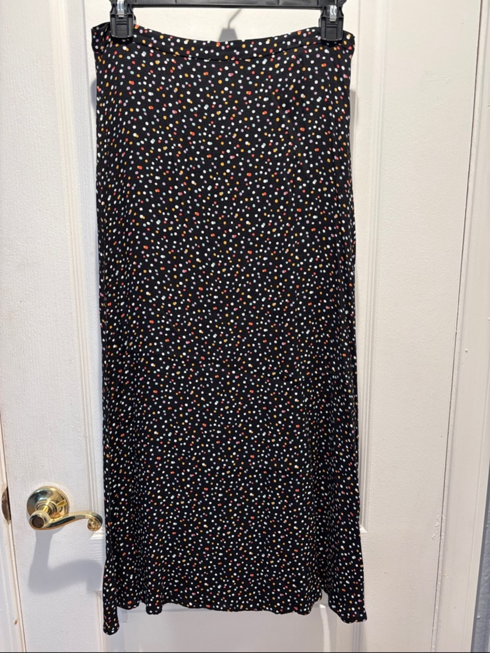 Reformation Bea Confetti Polka Dot Midi Skirt Black Multicolor Dots size 4